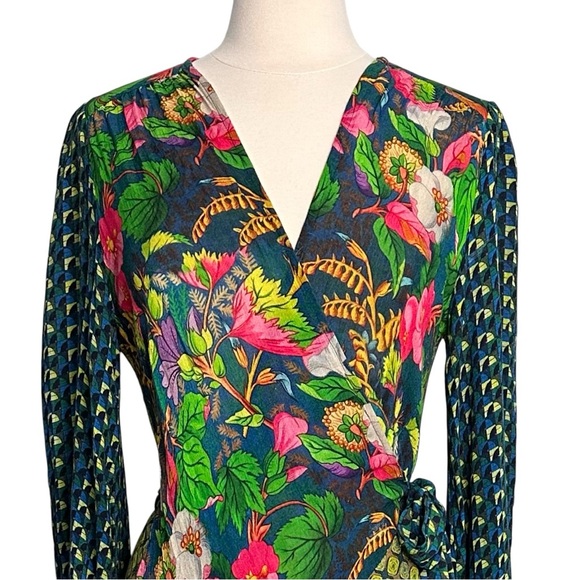 Anthropologie Bl^nk Romalie Printed Wrap Dress Size M - Picture 3 of 16